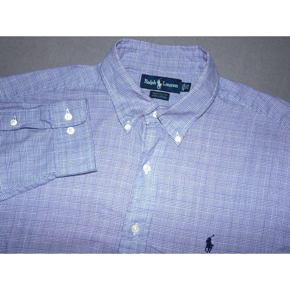 Polo Ralph Lauren YARMOUTH Purple Check Button Up Dress Shirt Men's 16.5-36/37